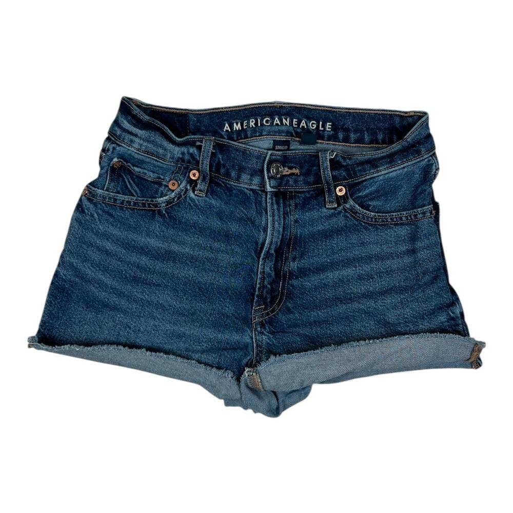 American Eagle Shorts Womens 00 Blue Relaxed Short Denim Cutoff Cuffed Casual